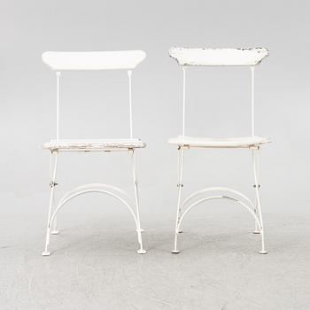 A set of seven garden chairs and two tables Byarums bruk, later part of the 20th century.