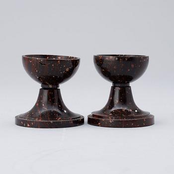 A pair of Swedish 19th century porphyry salts.