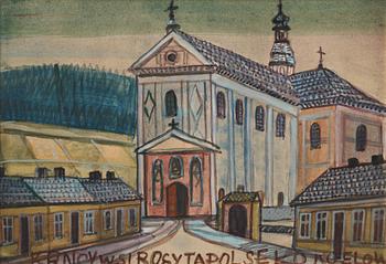 531. Nikifor Krynicki, Village scene with church.