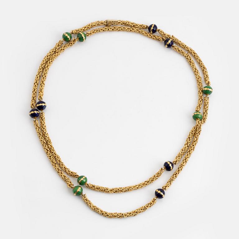 Collier, kejsarlänk, 18K guld med emalj.