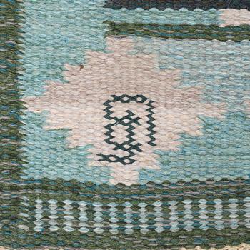 A carpet, flat weave, ca 203,5 x 138,5 cm, indistinct signature.