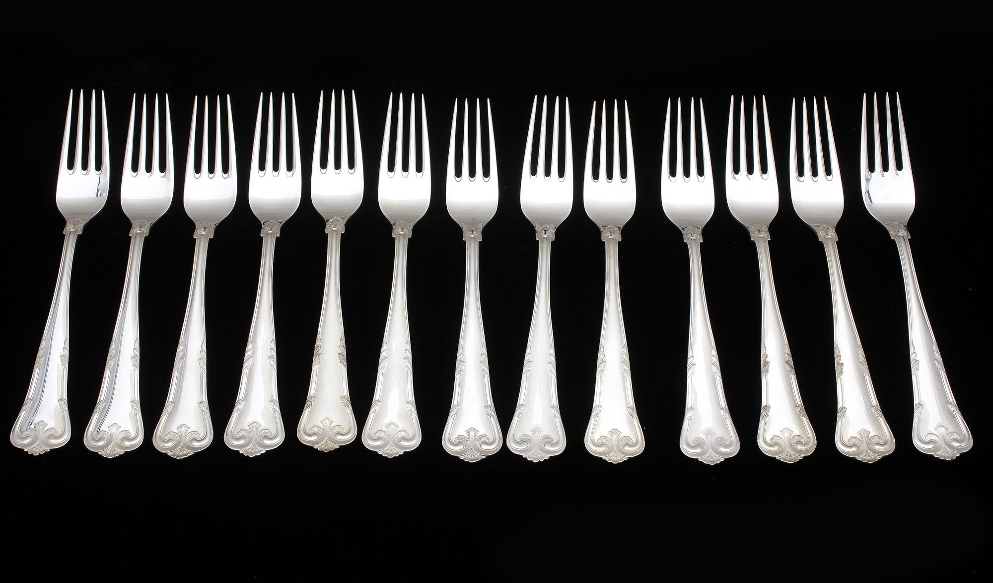 BESTICK, 56 delar, silver, Cohr, Danmark, 1900-tal. Tot vikt inkl detaljer i rostfritt stål ca 2530g.