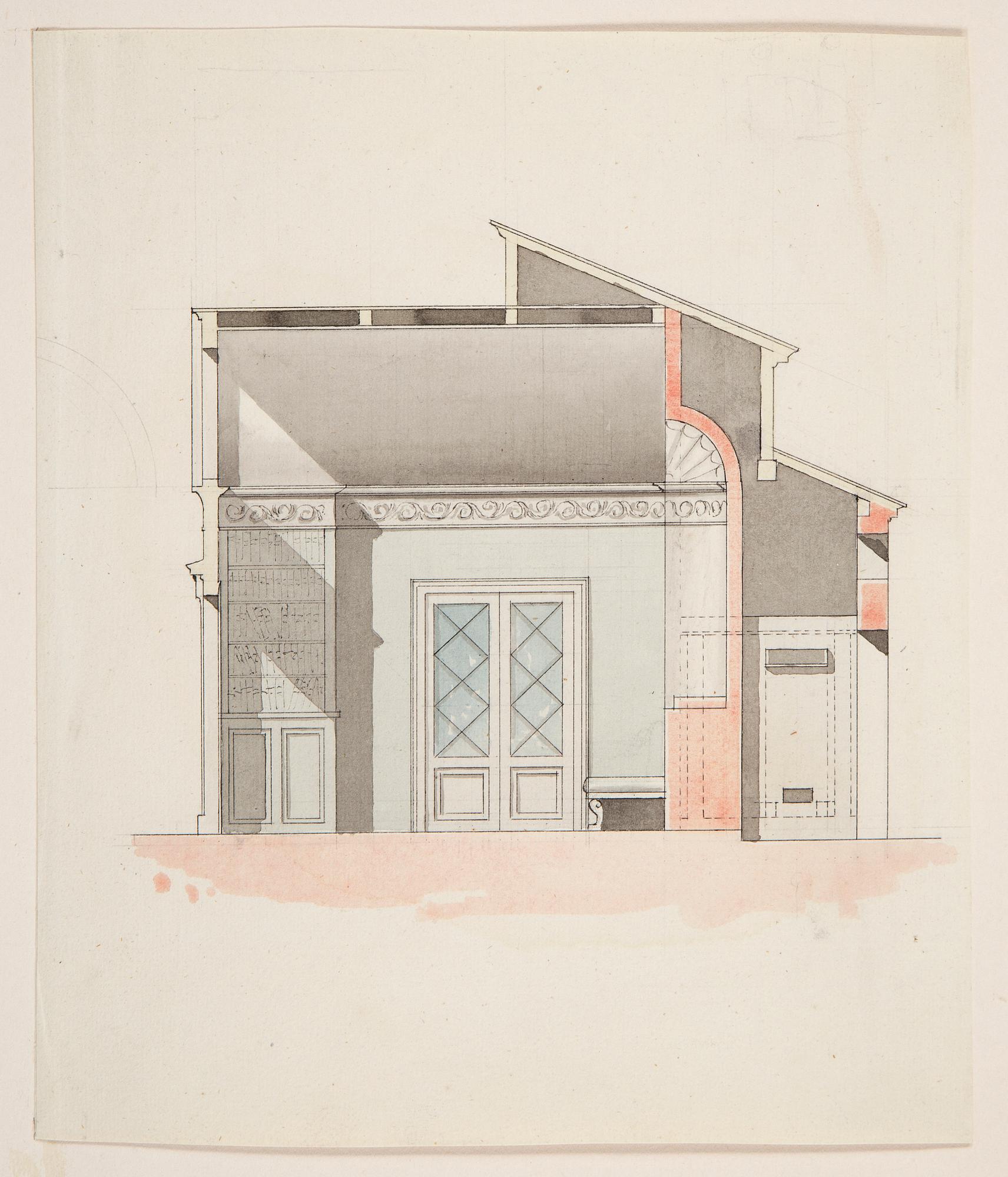 ARKITEKTURRITNING, akvarellerad, osignerad, Sverige 1700/1800-tal.