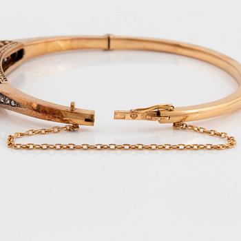 Armring 18K guld och silver med rosenslipade diamanter.
