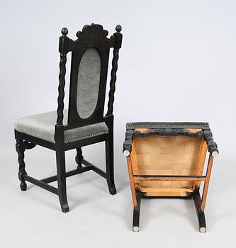 STOLAR OCH BORD, 9 delar, nyrenässans, omkring år 1900.