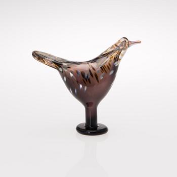 A glass bird by Oiva Toikka. Songtrush. Signed Oiva Toikka, Nuutajärvi Notsjö.