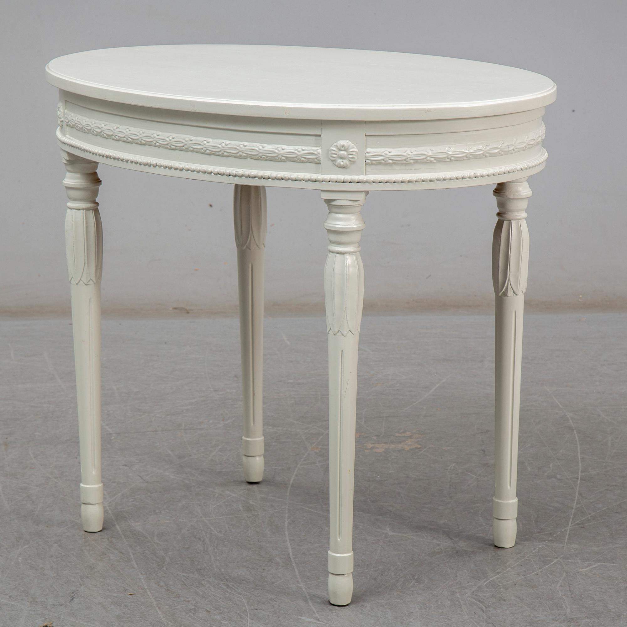 A pair of chairs, sofa and table, late gustavian style, 1900's.