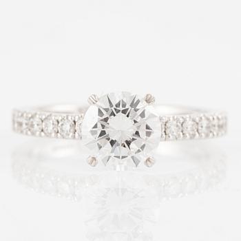 Ring, 18K white gold with brilliant-cut diamond 1.32 ct,.