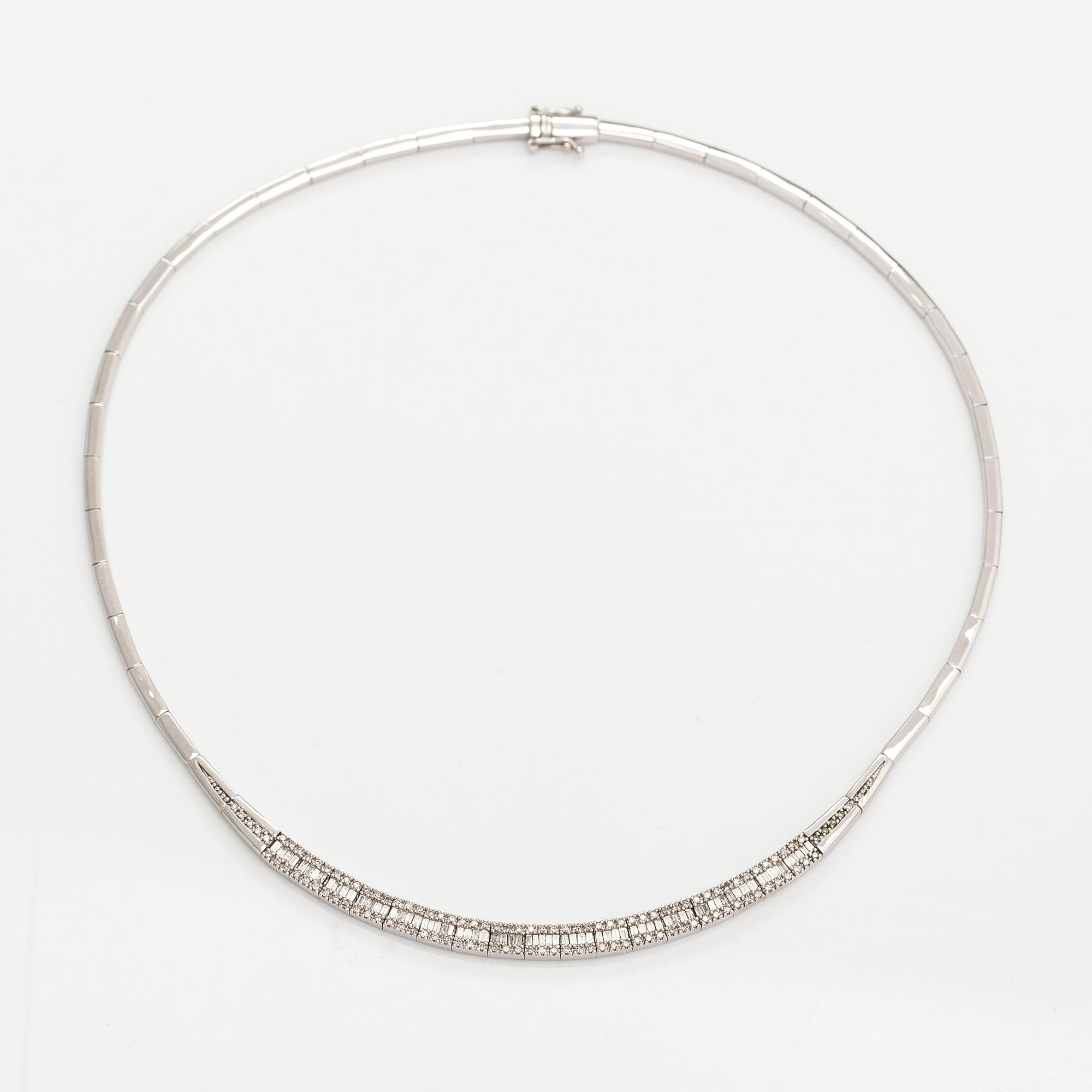 Halsband, 14K vitguld, diamanter ca 1.30 ct tot.