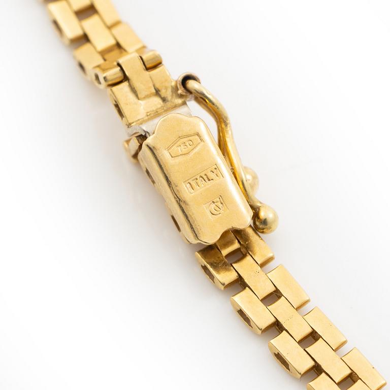 Collier 18K guld med avtagbart hänge 18K guld med små diamanter och blå stenar sannolikt safirer.