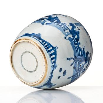 A blue and white jar, Qing dynasty, 18th Century.