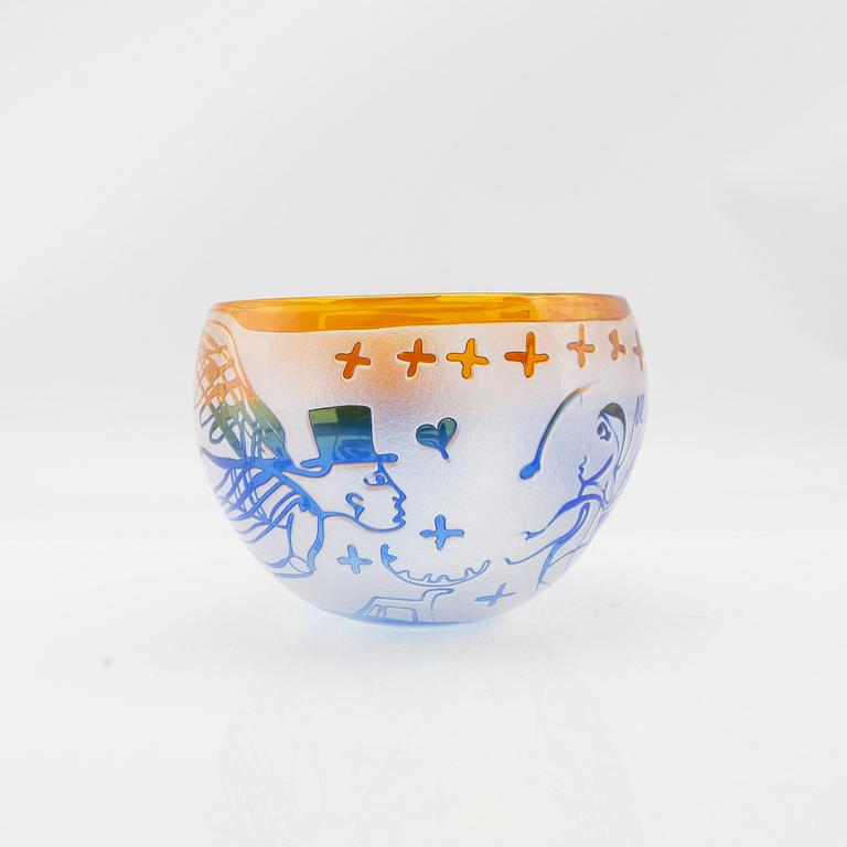 Bertil Vallien, bowl, unique, signed Boda-Åfors numbered 2254.