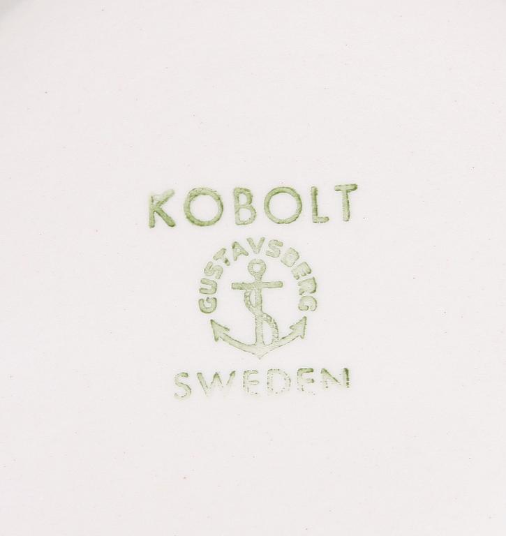 TESERVISDELAR, 9 st, flintgods, "Kobolt", Karin Björkuist, Gustavsberg.