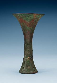 A archaistic bronze vase, with taotie pattern to base, presumably Ming dynasty.