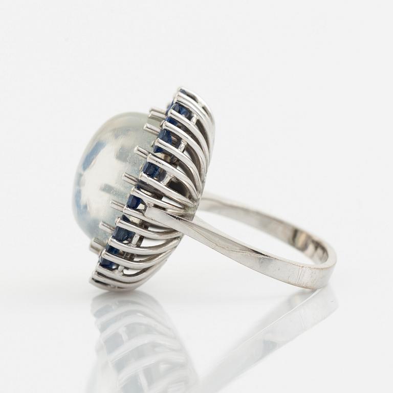 Moonstone and sapphire cocktail ring.