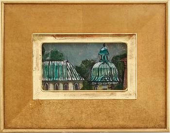 OKÄND KONSTNÄR, 4 st, akvarell och olja på duk, 1900-tal.