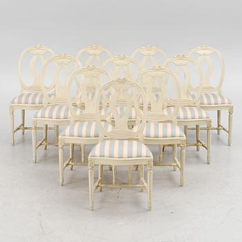 Ten Gustavian style chairs, Åmells.