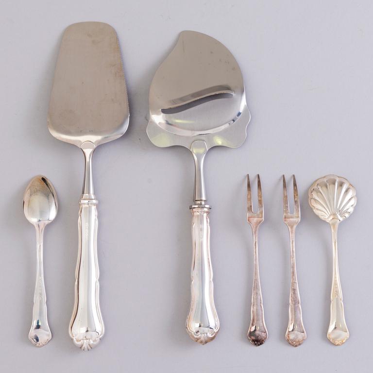 A 36 piece SET OF Chippendale SILVER CUTLERY, marks of  Auran Kultaseppä, Turku 1990.