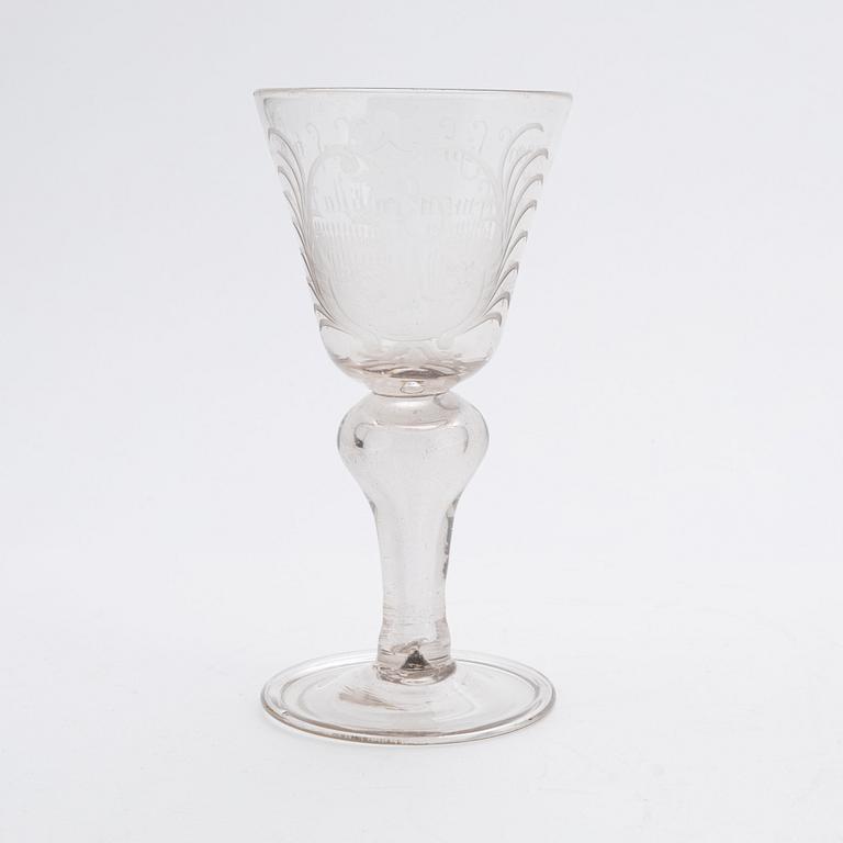 An 18th Century presumably German wine glass.