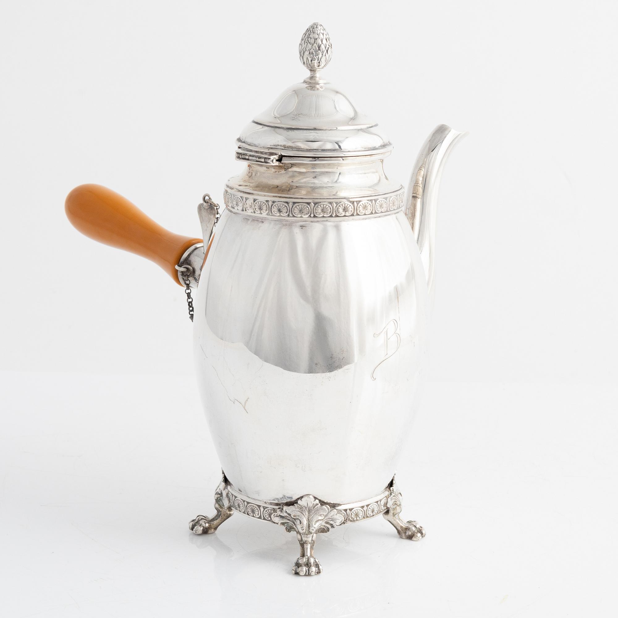 A Swedish Silver Coffee Pot, mark of K Anderson, Stockholm 1929.