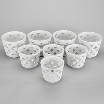 8 stoneware flower pots by Gunnar Nylund for Rörstrand, second half of 20th century.