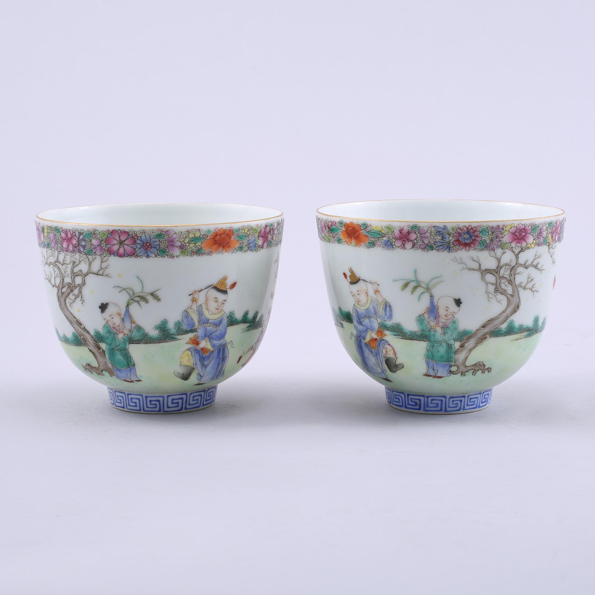 KOPPAR, ett par, porslin, Kina, republik (1912–1949).