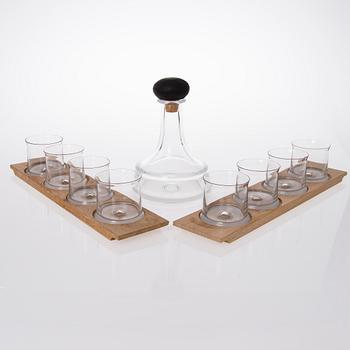 TAPIO WIRKKALA, GLASSERVIS, 1 + 8 delar, "Kapteenin lasisto", Iittala. Formgivna 1963.