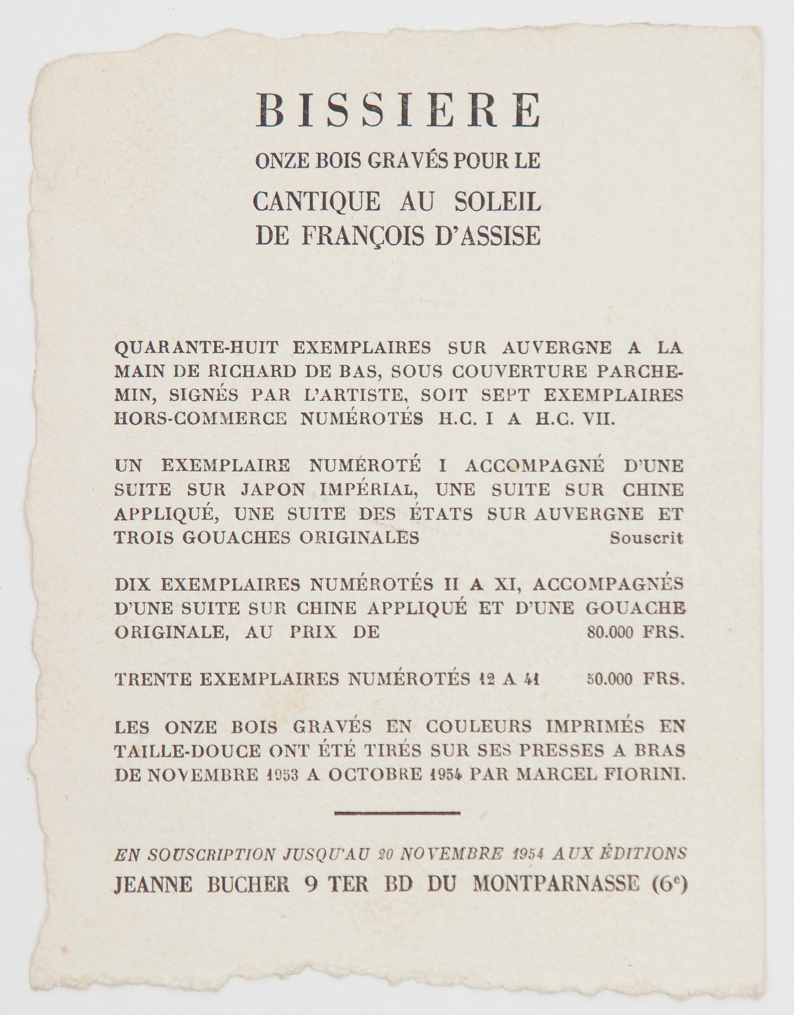 Roger Bissière, "Cantique à notre frère Soleil".