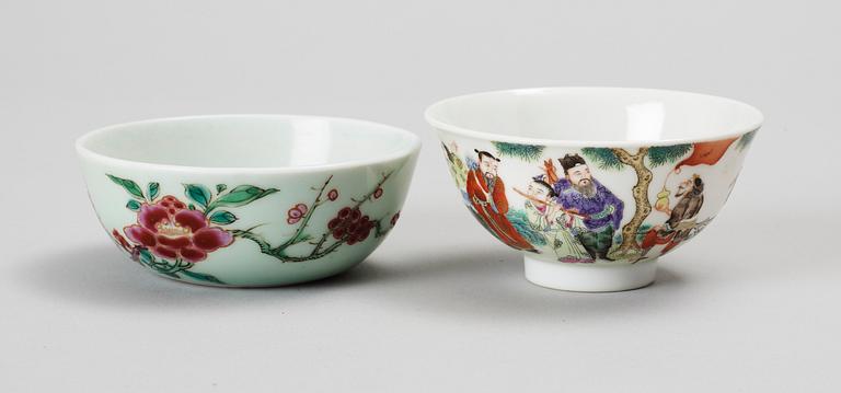 SKÅL samt TEKOPP, porslin. Kina. 1900-tal.