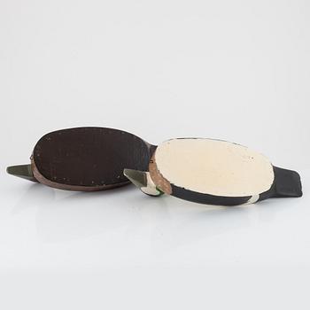 Two Wooden Decoy Ducks, 20th century.
