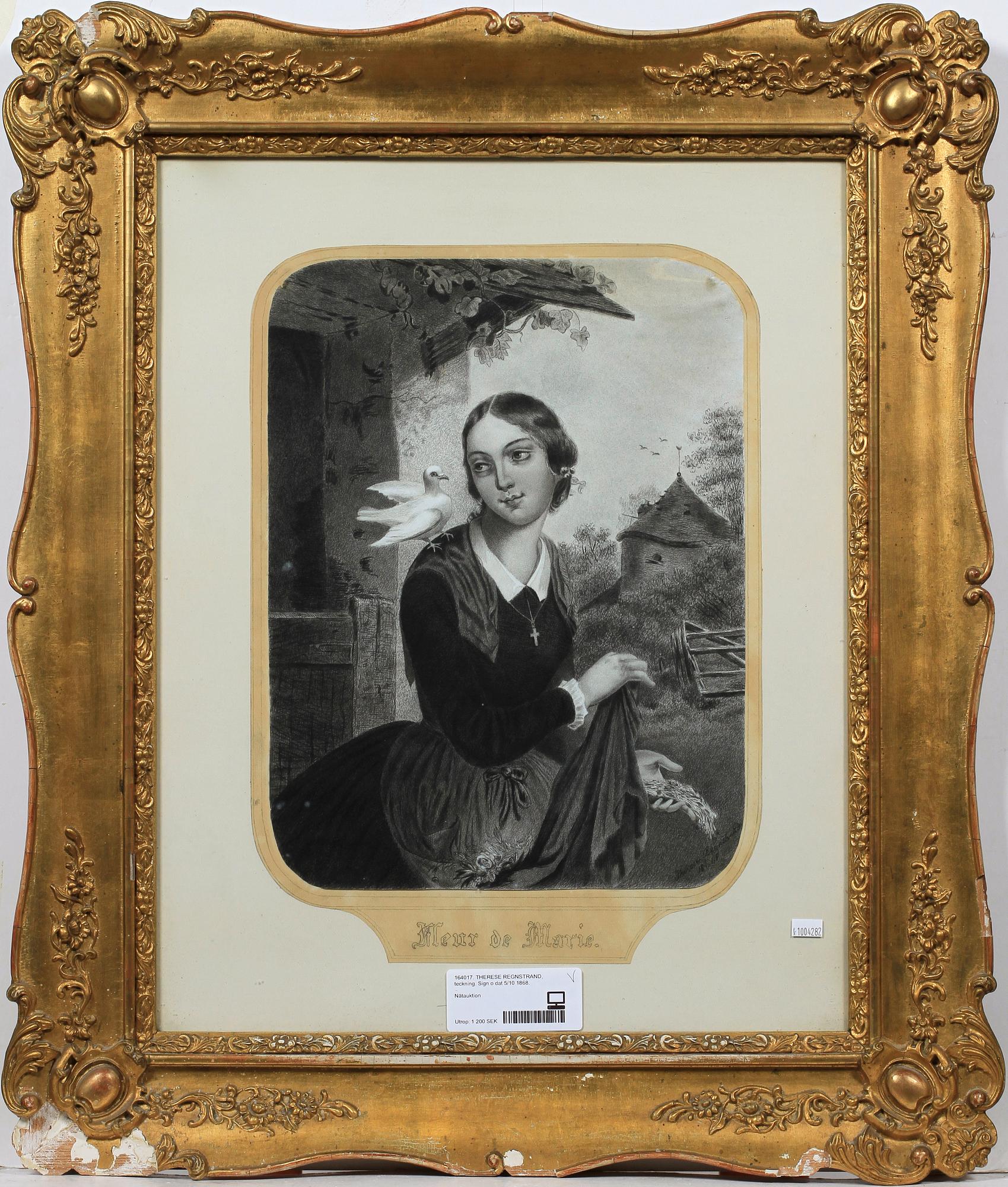 THERESE REGNSTRAND, teckning. Sign o dat 5/10 1868.