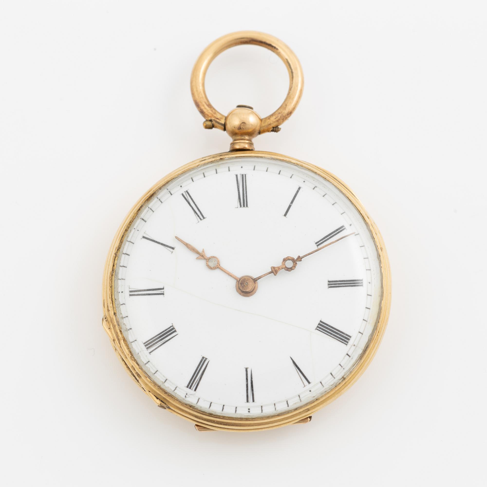 Pocket watch, 18K gold, 37 mm.