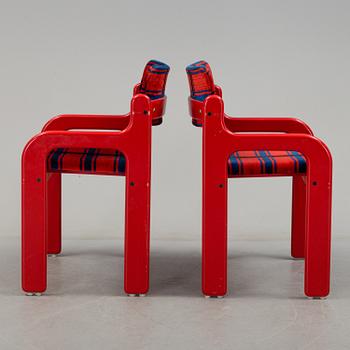 A table and six chairs 'Flamingo' by Eero Aarnio, Asko, Finland.