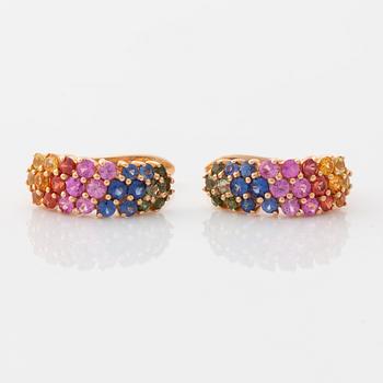 Multi coloured sapphire earrings.