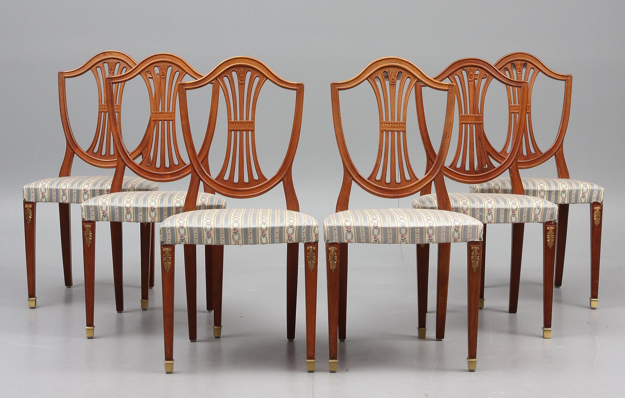 MATSALSMÖBLEMANG, 7 delar, gustaviansk stil, 1900-tal.