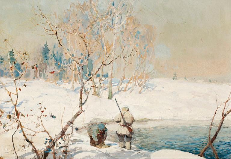 Ivan Kolesnikov, Jägare i vinterlandskap.