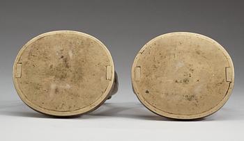 A pair of bronze stirrups with enamel, Qing dynasty, 19th Century.