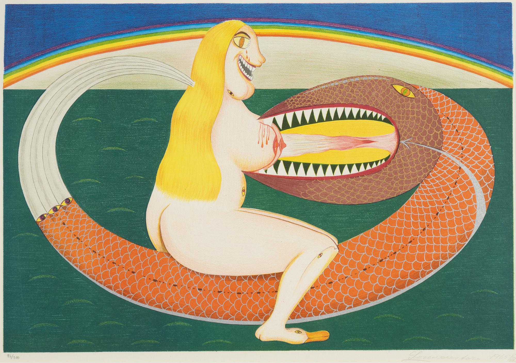 Friedrich Schröder-Sonnenstern, lithograph in colours, 1965, signed 96/300.