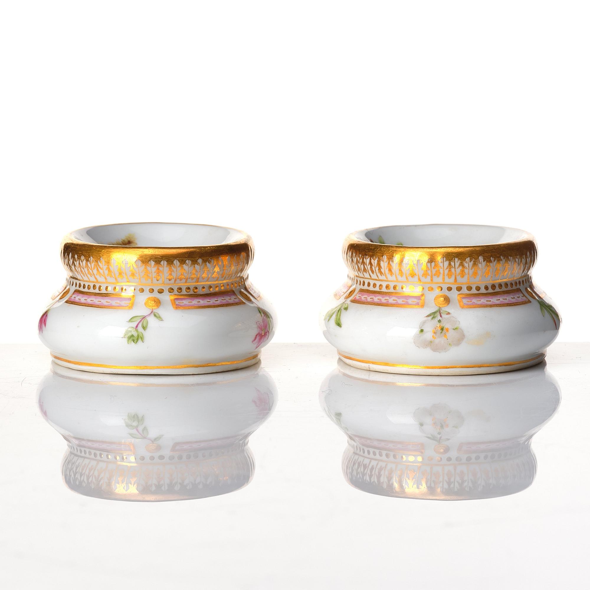 A pair of Royal Copenhagen 'Flora Danica' salts, Denmark, 20th Century.