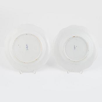 Two similar porcelain plates, Meissen, Germany, 1776-1814.