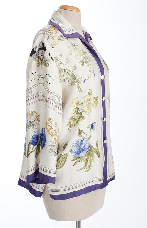 A Hermès silk blouse, "Quai aux fleurs".