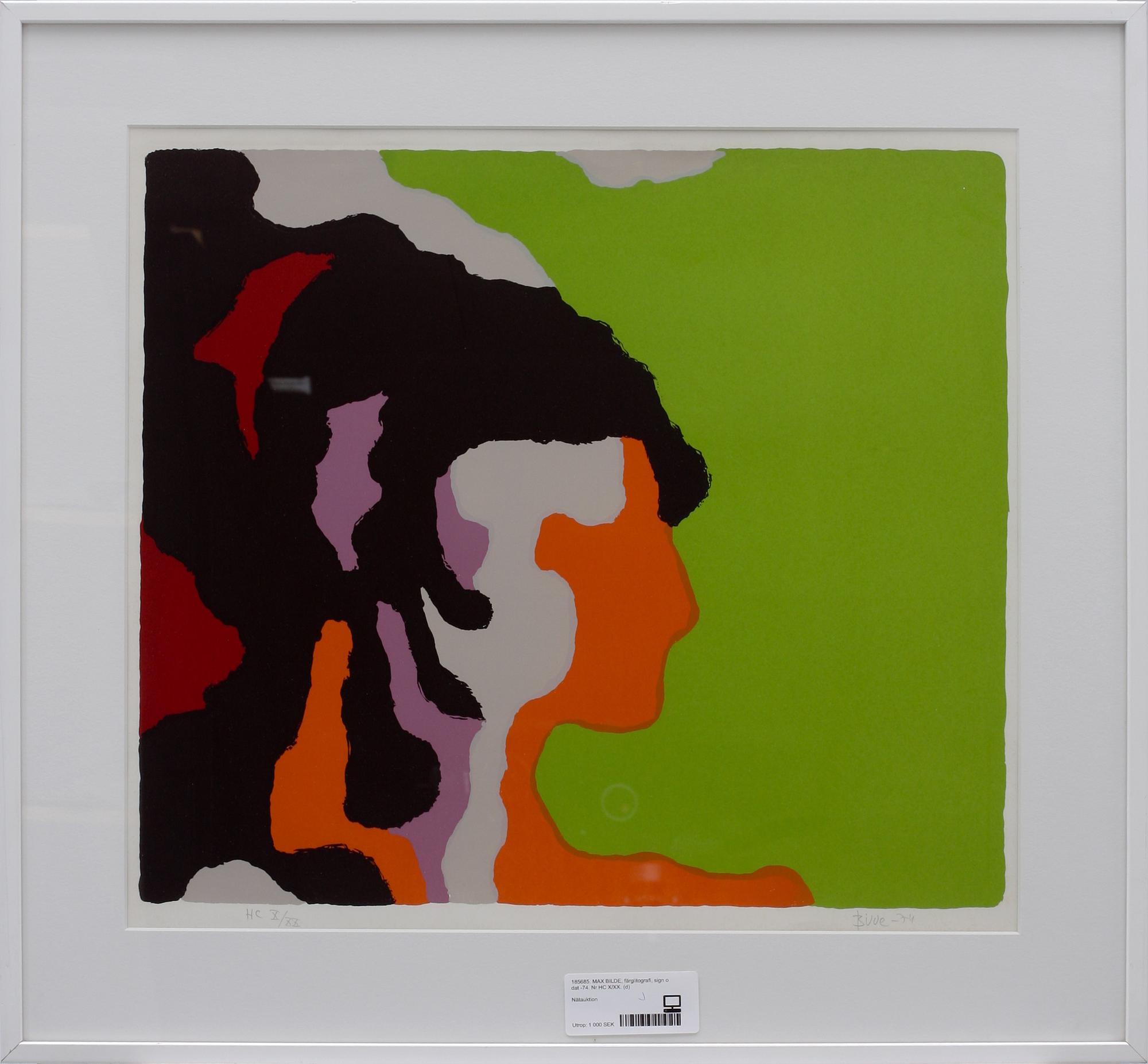 MAX BILDE, färglitografi, sign o dat -74. Nr HC X/XX.