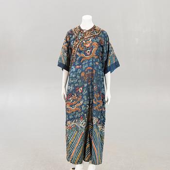 A Chinese embroidered silk robe, Qing dynasty, 19th Century.