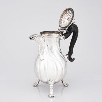 A Belgian 18th century silver coffee-pot, unidentified makers mark, Mons after 1766.