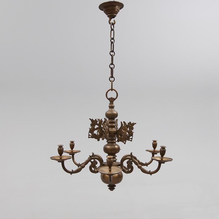 LJUSKRONA, mässing, 1900-tal. Höjd ca 70 cm.