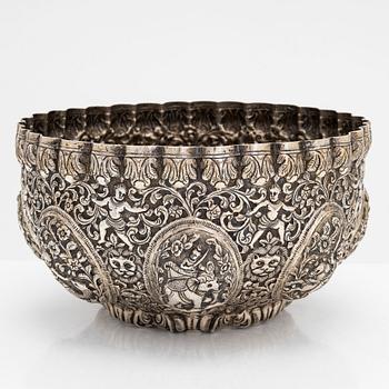 Skål, silver, Indien/ Sri Lanka, möjl. tidigt 1900-tal.