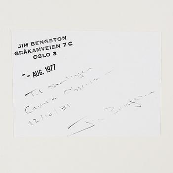 Jim Bengston, fotografi signerad a tergo.