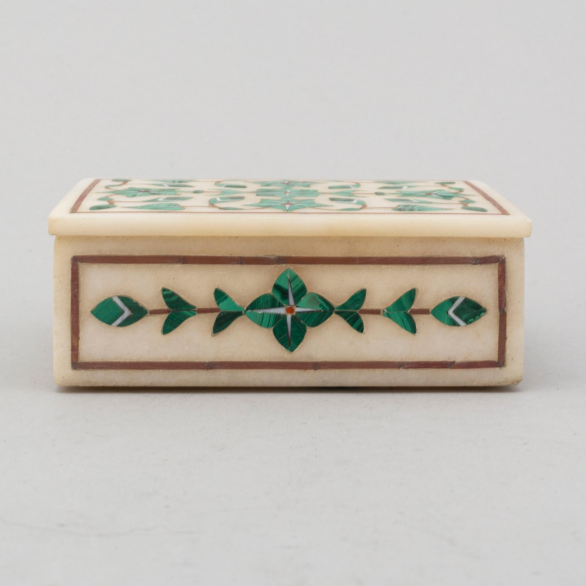 A 20th century malachite and marble box.