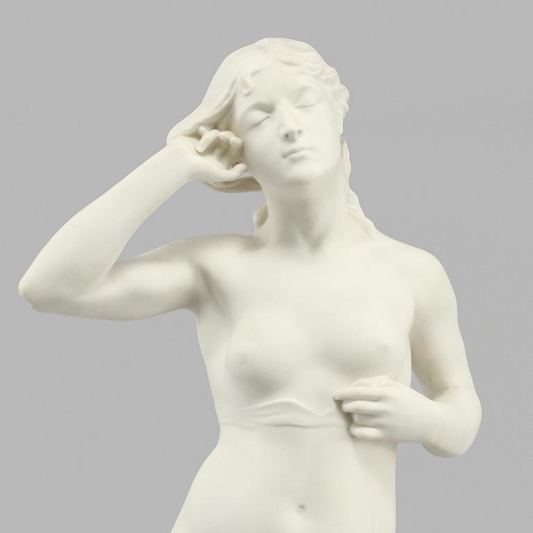 SKULPTUR, Parian, "Snöklockan", efter Per Hasselberg, Gustavsberg, daterad 1914.