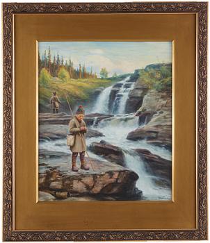 Johan Tirén, Young Sámi by the waterfall.